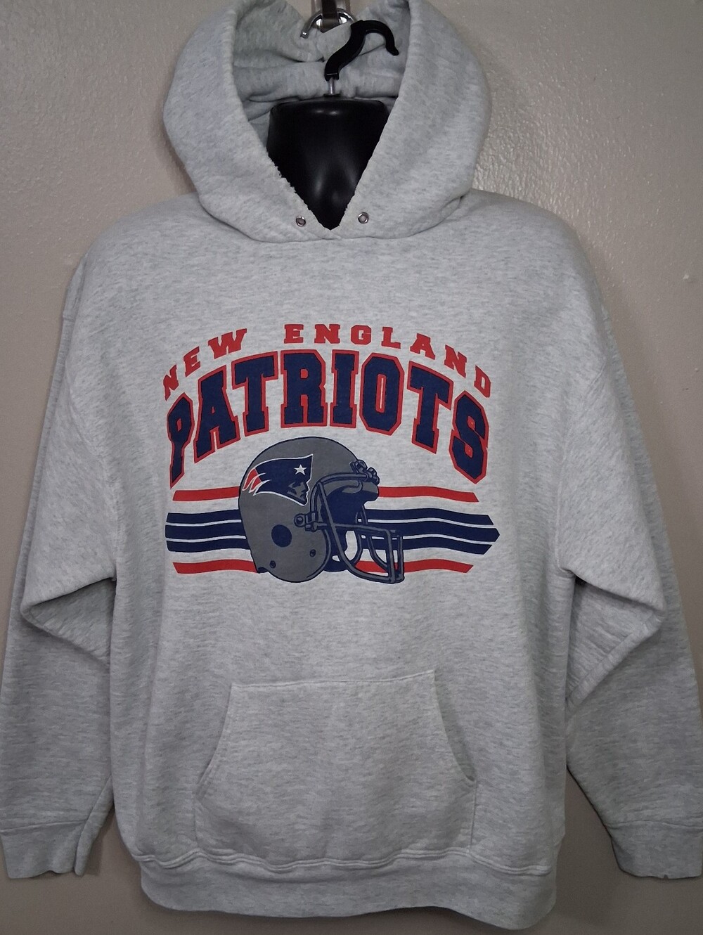Vintage 90s New England Patriots Men's XL NFL Hoodie Sweatshirt Gray FOTL USA